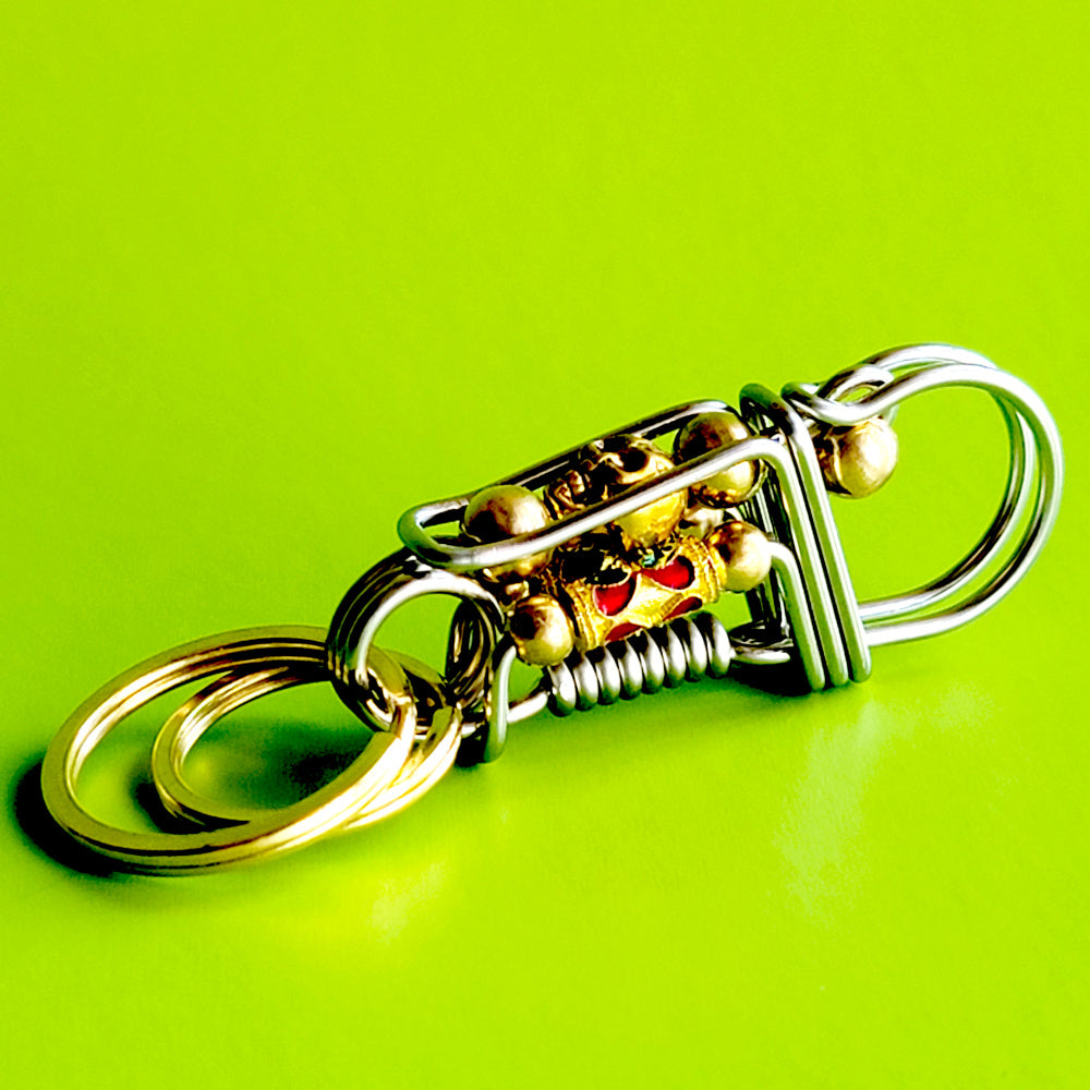 Golden Skull Punk Style Creative Novelty Handmade DIY Wire Keychain Hooks