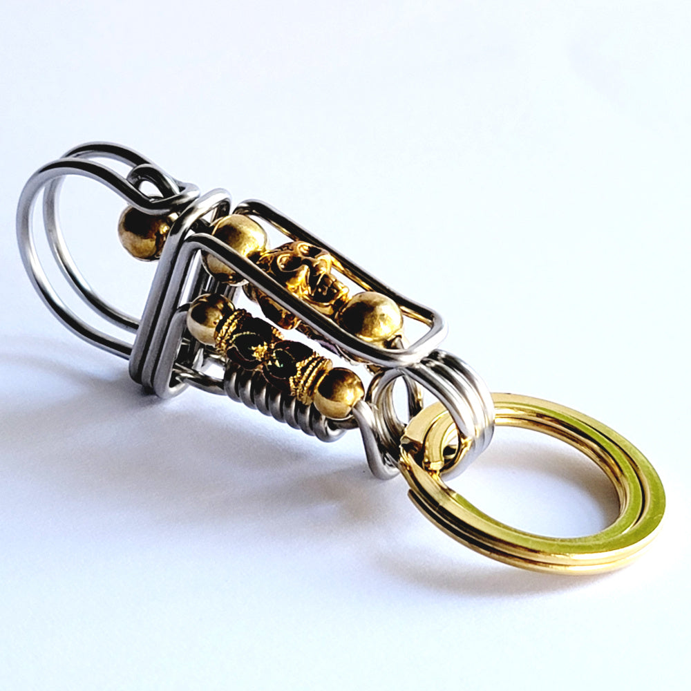 Golden Skull Punk Style Creative Novelty Handmade DIY Wire Keychain Hooks