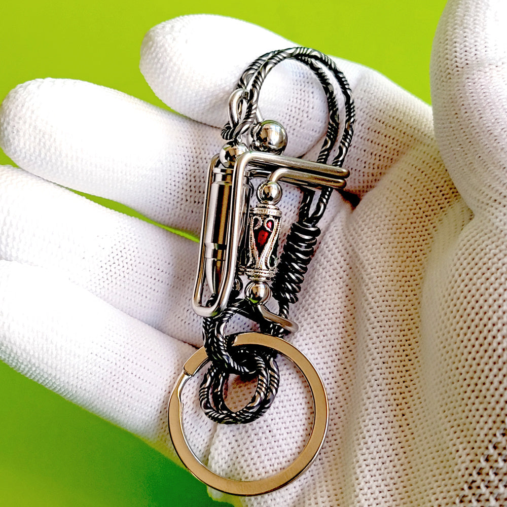 Handmade Creative Unique Ctoom Wire Wrapped Skull Keyring Keychain Hooks for men