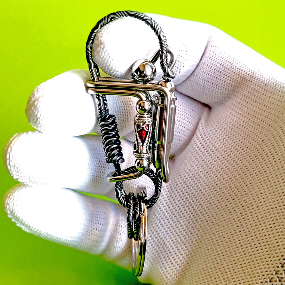 Handmade Creative Unique Ctoom Wire Wrapped Skull Keyring Keychain Hooks for men