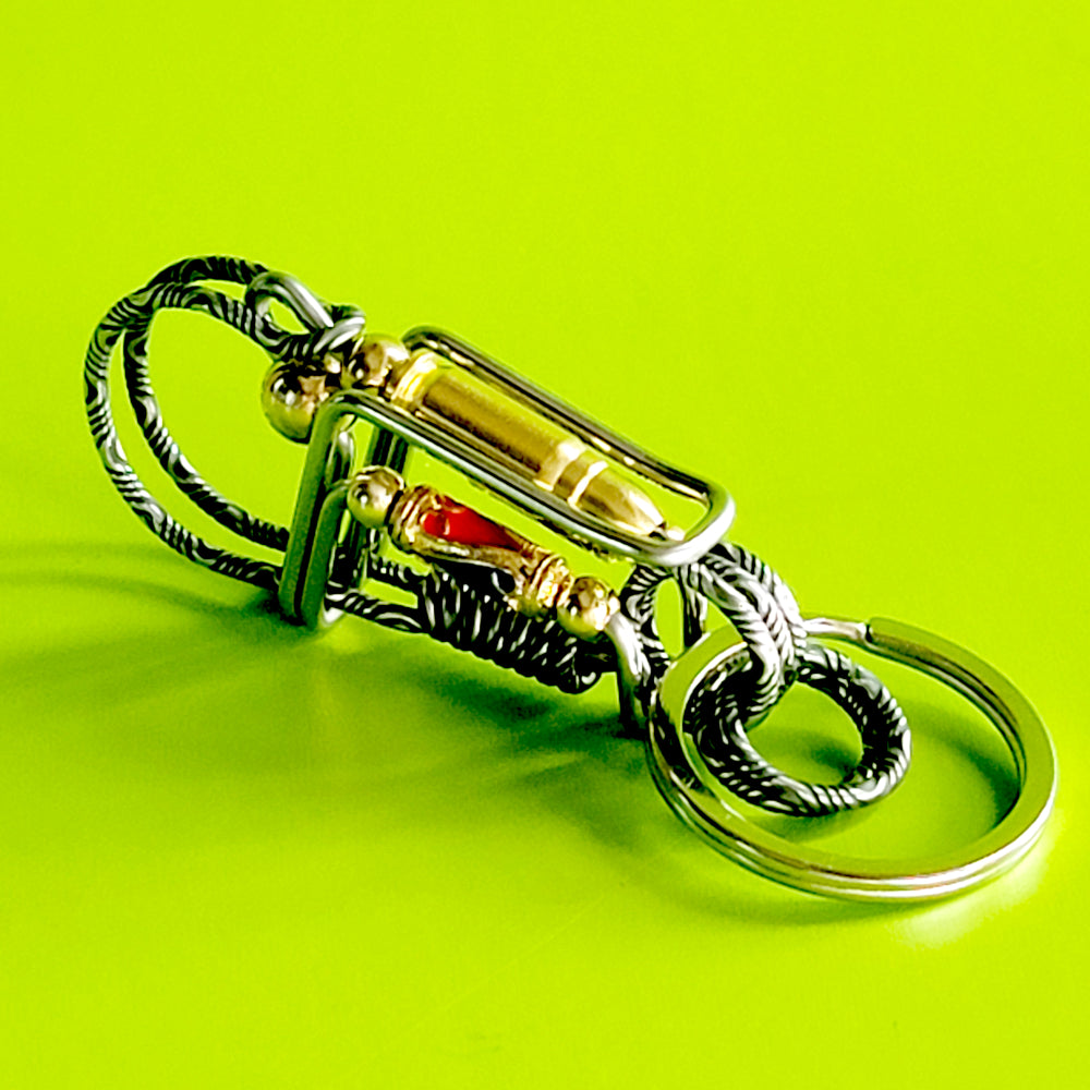 Wire Wrapped Golden bullet Key Keychain
