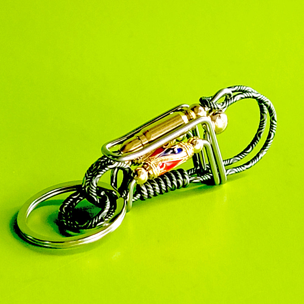 Wire Wrapped Golden bullet Key Keychain