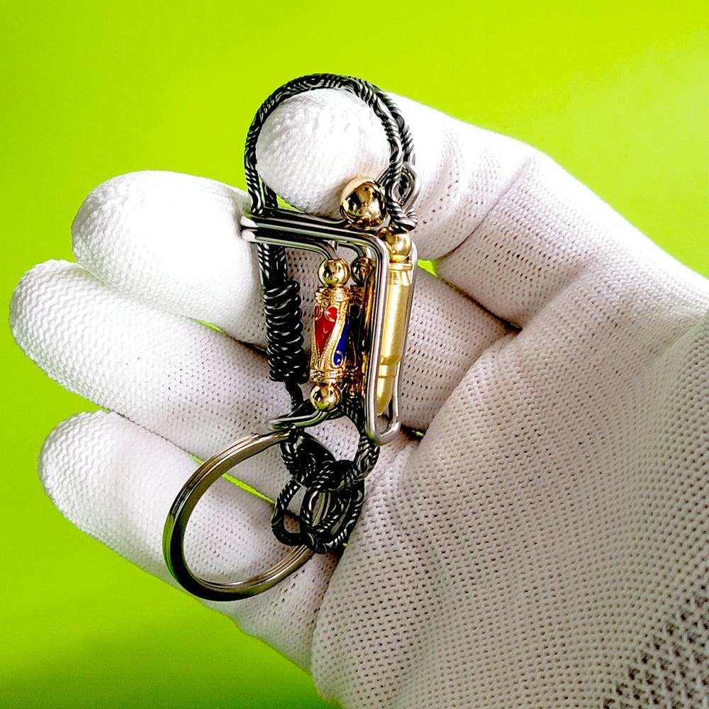 Wire Wrapped Golden bullet Key Keychain