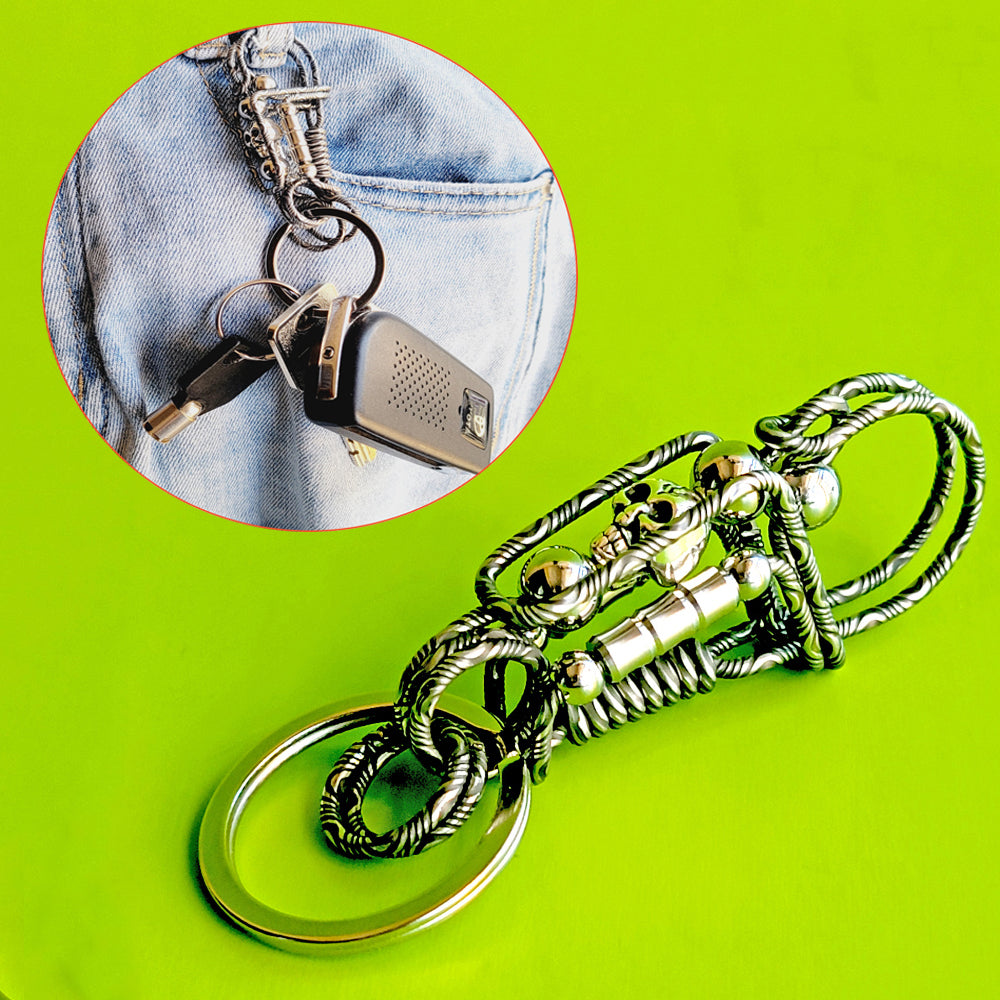 Wire Wrapped Skull Key ring Keychain Hooks - Creative Unique Carve Pattern Gifts