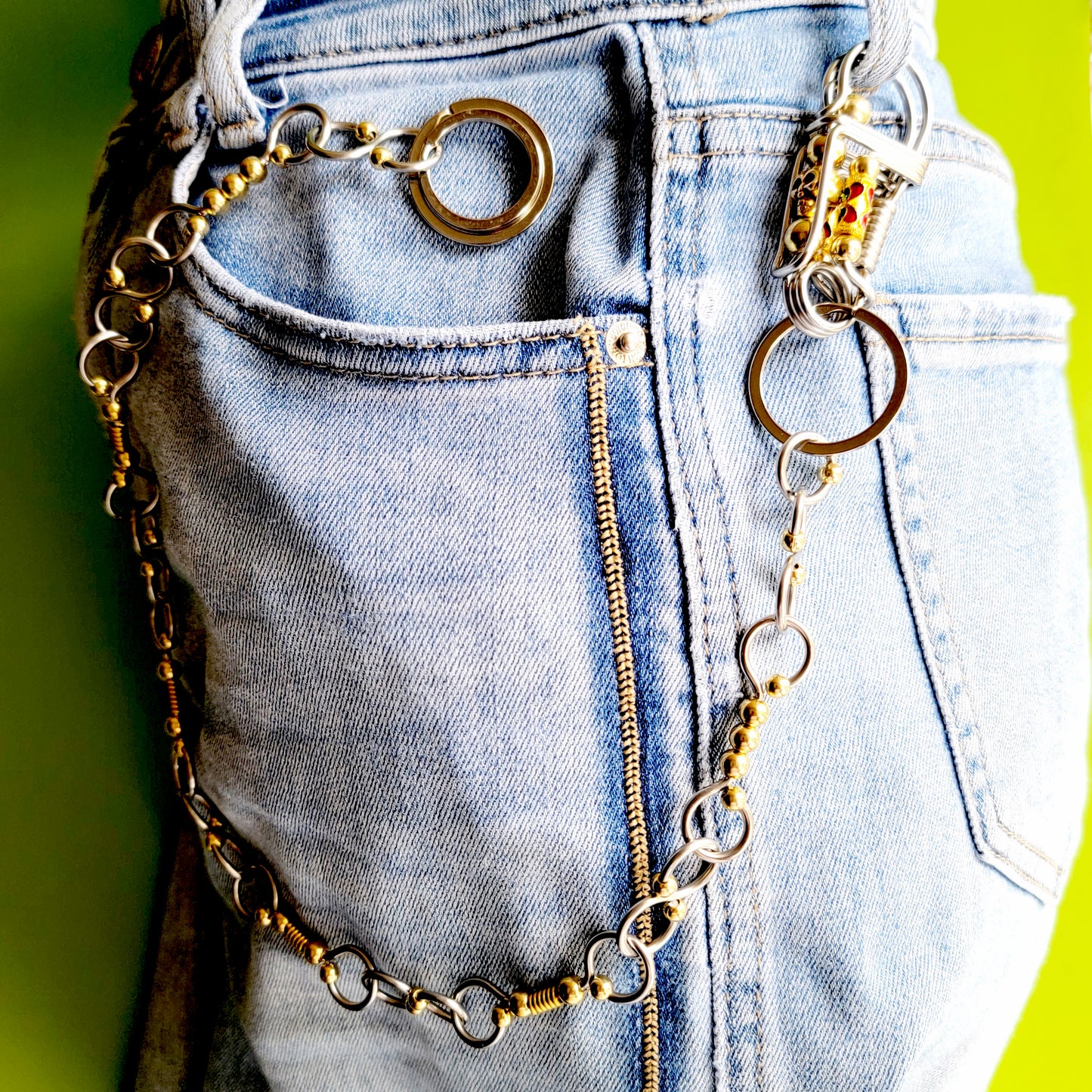 NEW Men Metal Wallet Chain Jeans Multiple Chunky Thick Links Strand Biker