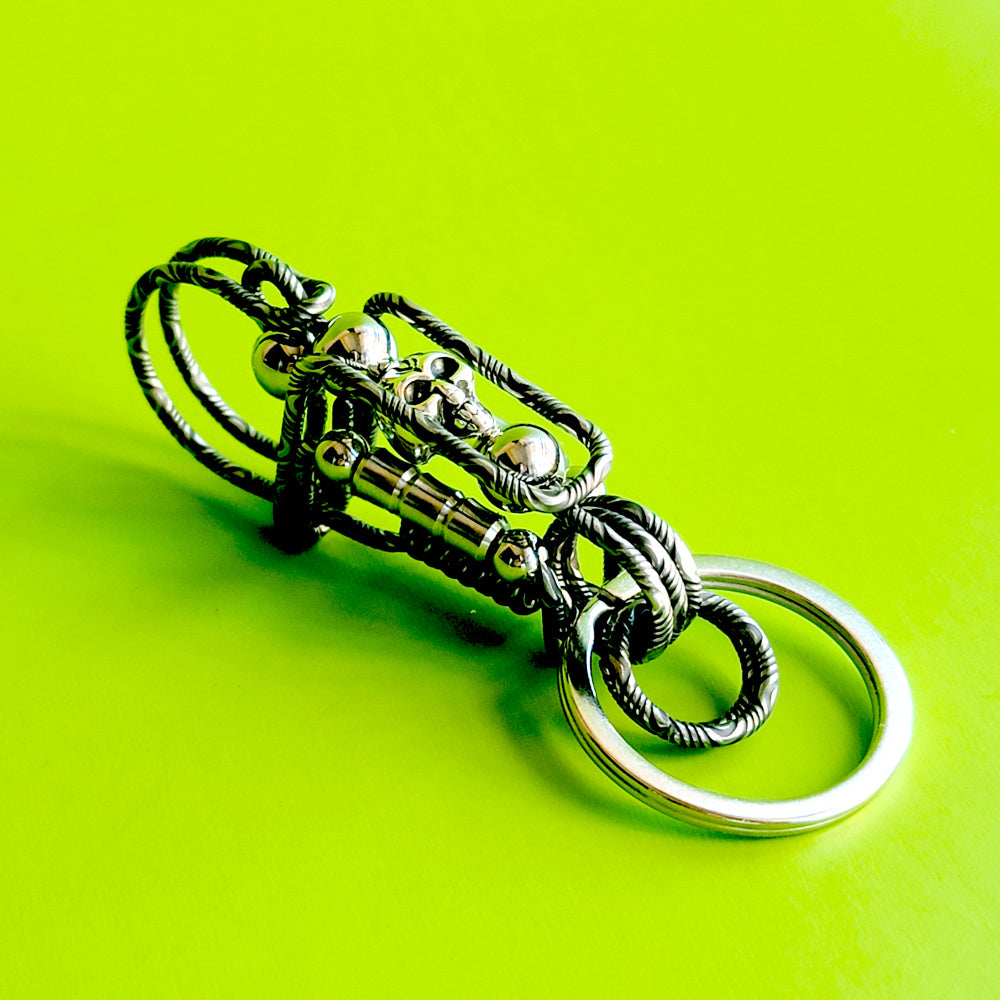 Wire Wrapped Skull Key ring Keychain Hooks - Creative Unique Carve Pattern Gifts
