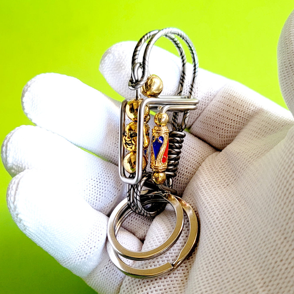 Ctoom men's keychain, handmade wire wrapped bag keychain