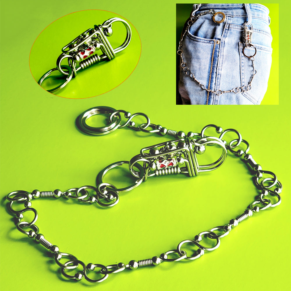 New Men Chunky Metal Thick Wallet Chain Link KeyChain Biker Jeans Women Strong
