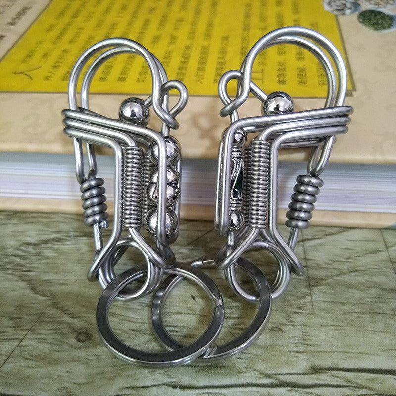 handmade Unique creative Fine biker Large stainless steel wire Oval paper  clip U hook Carabiner Key ring Clasp Tool Keychain DIY